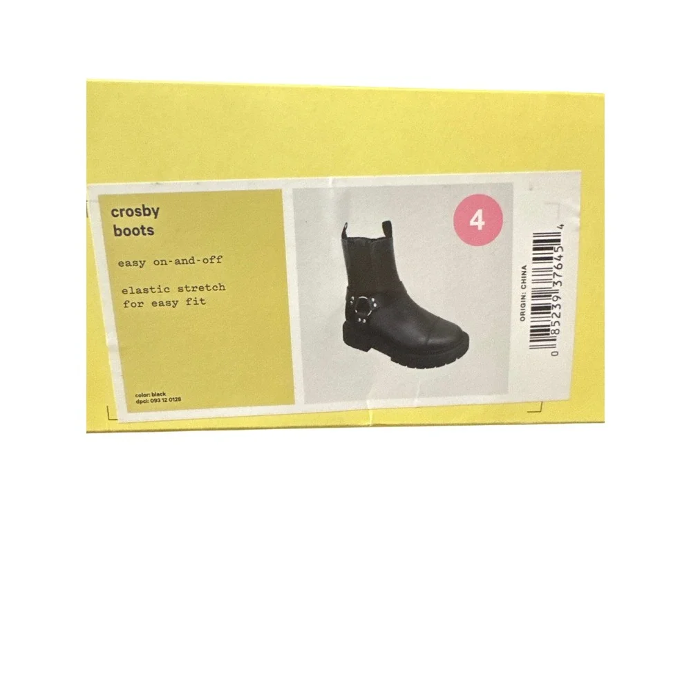 Art Class Crosby Black Harness Boots Girls Size 4 Lug Sole Ankle Booties NEW